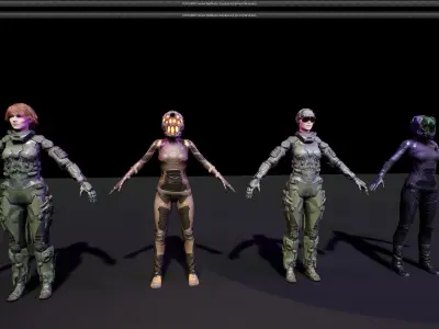 SciFi Unit Female Low-poly 3D model