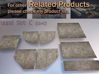 sci fi Concrete floor - modular kit - set C - Low-poly 3D model