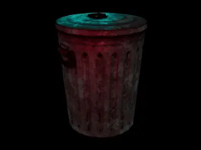 Metal Trash Can 3D Model Low-poly 3D model