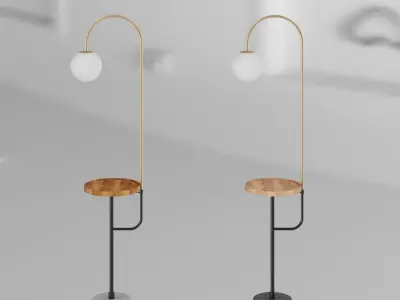 Floor lamp with table with wireless and USB charging 3D model