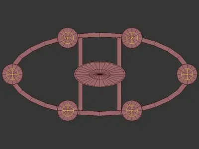 Daimlen 6 six light chandelier with frosted glass shades 3D model