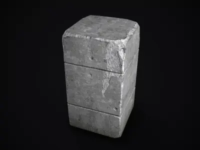 Old concrete block Low-poly 3D model