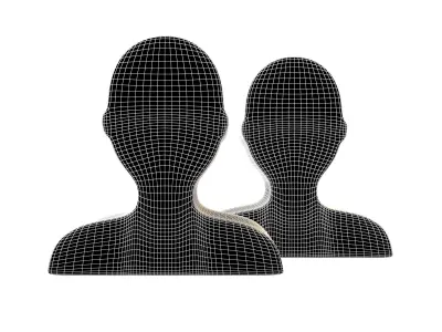 Two People Bust in Silhouette v1 003 Low-poly 3D model
