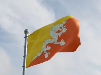 Animated Bhutan Flags 3D model