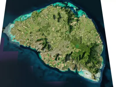 Mauritius island full 3d model terrain 3D model