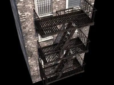 NYC Fire Escape Ladder Low-poly 3D model