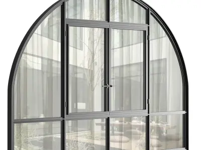 Arched window and entrance door produced by European Window Low-poly 3D model