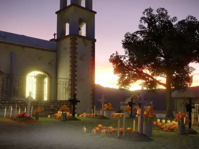 Day of the Dead Graveyard Low-poly 3D model