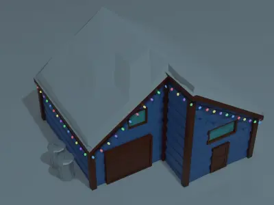 Christmas Suburb Game Ready Houses Low-poly 3D model