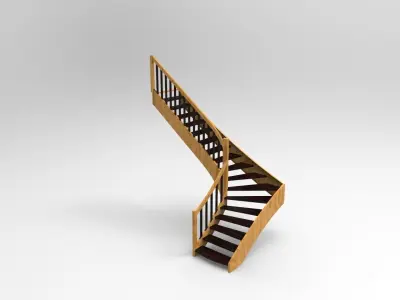 stairs-500 wooden staircase Low-poly 3D model