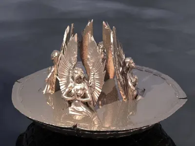 Gold Brushed preying base 3D model