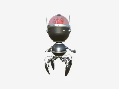 Brain Robot G03 Dark Steel - SciFi Character Design Low-poly 3D model