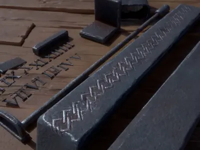 Metal props kit Low-poly 3D model