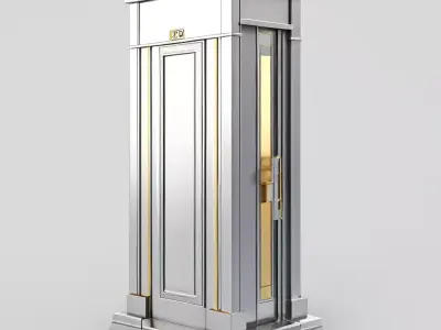 Modern Silver and Gold Elevator Low-poly 3D model