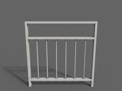 PBR Pedestrian Guard Rail White V4 Low-poly 3D model
