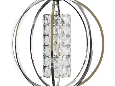 3 Light Chrome Finish 24 Globe Orb Chandelier Low-poly 3D model