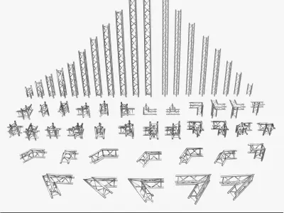 Trusses Square Triangular Beam Collection-129 PCS PRINT Modular 3D print model