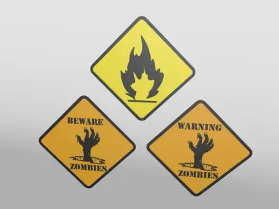 Diamond Shaped Sign Low-poly 3D model