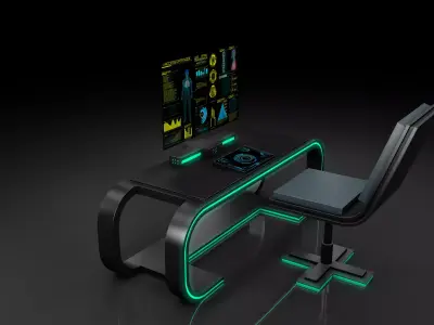 Sci Fi Table And Chair 3D model purchase