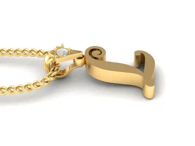 Alphabet V3 Light Gold  Font Pendant L 3D print model