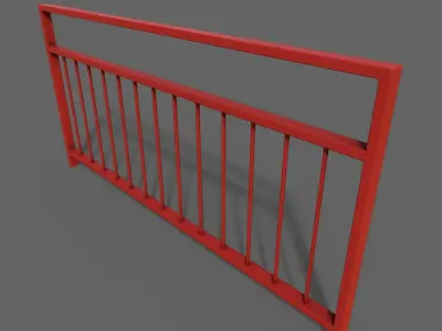 PBR Pedestrian Guard Rail Red V3 Low-poly 3D model