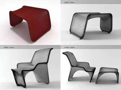 Scarlett lounge chair and ottoman 3D model