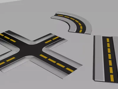Low Poly Isometric Urban Street Pack Low-poly 3D model