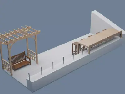 Terrace - Roof Low-poly 3D model