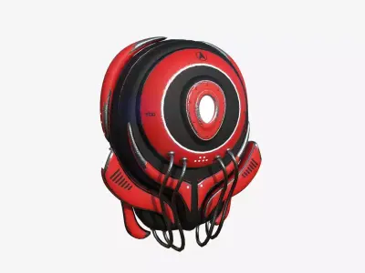 SciFi Backpack D06 Red Black - Fashion Character Design Low-poly 3D model