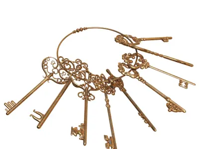 Vintage key chain 3D model