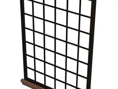 Architectural large arched window with sill 3D model