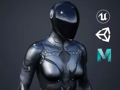 Sci-Fi Female 5 Low-poly 3D model