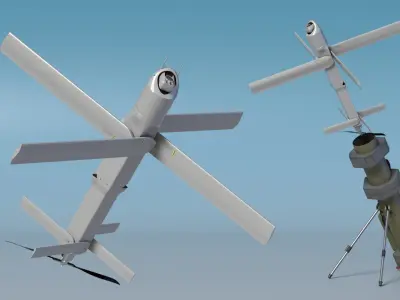  Hero 120SF Portable Drone Weapon with UAV in Flight Rigged 