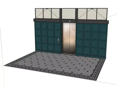 elevator door with two doors and floor 3D model