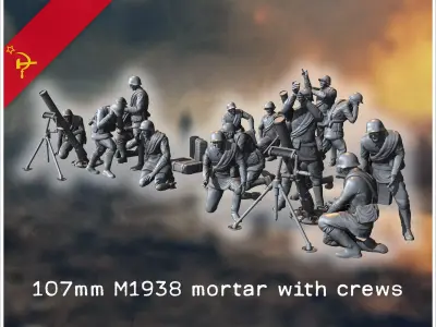 107mm M1938 Soviet heavy mortars squad with 15 crews 2 - Soviet  3D print model