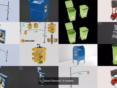 Street Element 3D Model Pack