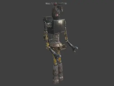 Rigged Future Old Robot 3D Model Low-poly 3D model