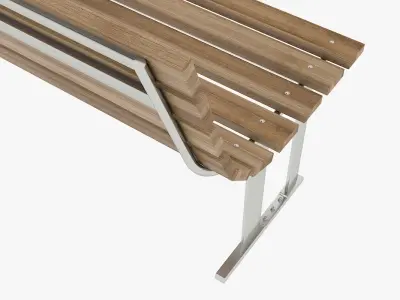 Wooden street bench 3D model