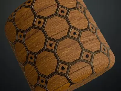 Oak Hexagon Star Parquet Flooring PBR Seamless Texture