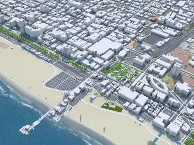 Santa Monica Downtown California USA Low-poly 3D model
