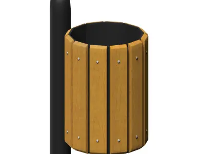 Wooden open cage type trash can Low-poly 3D model