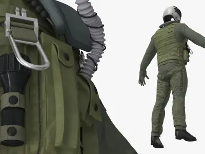  Military Pilot Flight Suit with Helmet Green 