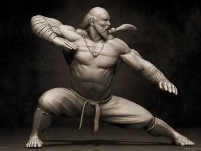 Gouken - character from the game Street Fighter  Low-poly 3D model
