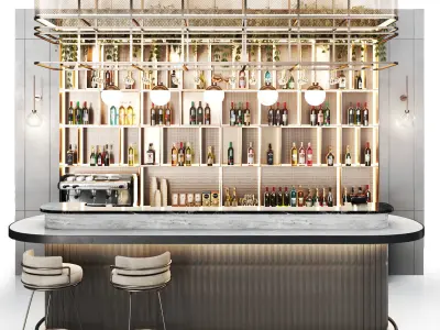 Cafe Restaurant bar 011 Low-poly 3D model