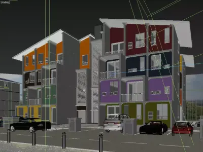 Modern Cubic Apartment Building - High-Detail Urban Architecture 3D model