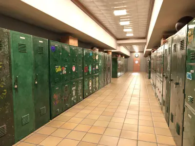 1970 Locker Hallway 3D model