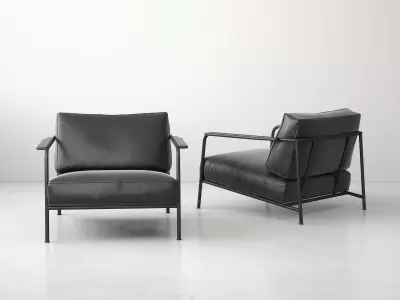 Aero two lounge chairs with metal frame and fabric 3D model
