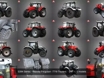 S394 Series - Massey Ferguson -7719 Tractors  - 2 in 1 3D Model Pack