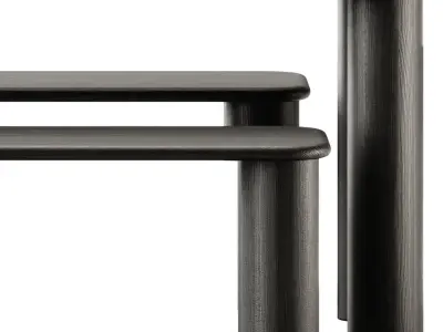 PAUSE Bench Medium and COMMUNE Small Rectangular table by Found 3D model