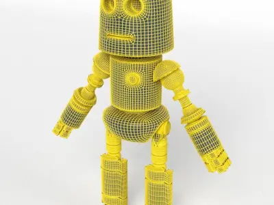 Old and withered robot Low-poly 3D model